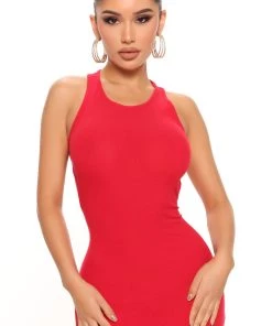 Mysite Madeline Open Back Mini Dress - Red