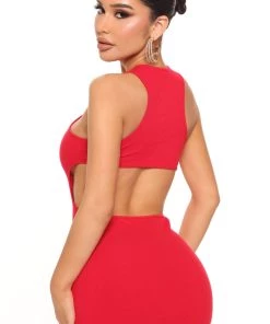 Mysite Madeline Open Back Mini Dress - Red