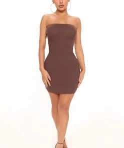 Mysite Trinity Tube Mini Dress - Chocolate