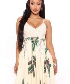 Mysite DRESSES Ancient Rome Printed Maxi Dress - Cream/combo