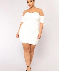 Mysite Sanya Ruched Dress - White