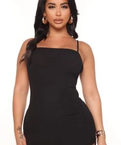 Mysite New Today Sidewalk Stroll Midi Dress - Black