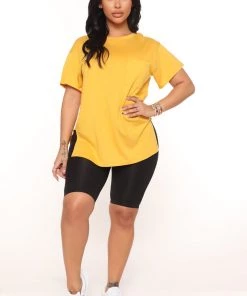 Mysite New Today Laid Back Chillin' Pocket Tee - Mustard