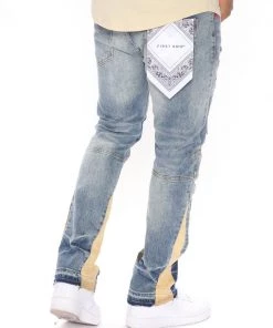 Mysite New Today Vandalize Ripped And Stitched Straight Jeans - Medium Wash 9 Mysite New Today Vandalize Ripped And Stitched Straight Jeans - Medium Wash