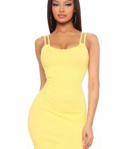 Mysite New Today Elana Double Strap Mini Dress - Yellow