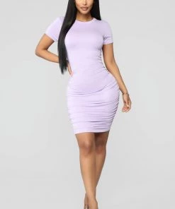 Mysite New Today Casual Chillin' Ruched Mini Dress - Lavender