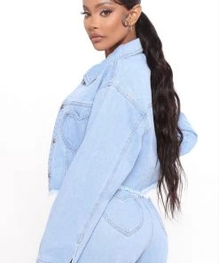 Fashion Nob Teddies & Babydolls Follow Your Heart Denim Jacket - Light Blue Wash
