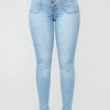 Fashion Nova Nequita High Rise Skinny Jeans - Light Blue Wash