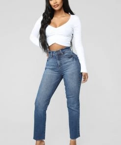 FashionNob Burning Love High Rise Mom Jeans - Medium Blue Wash