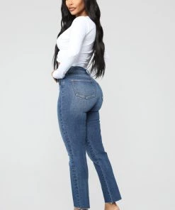 FashionNob Burning Love High Rise Mom Jeans - Medium Blue Wash