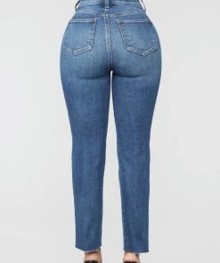 FashionNob Burning Love High Rise Mom Jeans - Medium Blue Wash