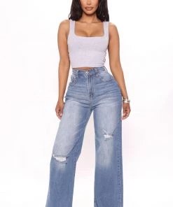 Mysite New Today Kimmy Square Neck Tank - Heather Grey