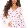FashionNob Cherry Bomb PJ Romper Onesie - White/combo