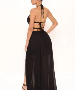 Mysite New Today Kenz Halter Maxi Dress - Black