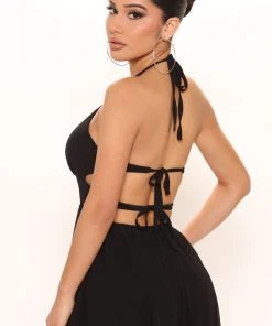 Mysite New Today Kenz Halter Maxi Dress - Black