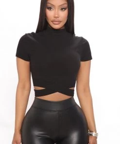 Mysite Vienna Crop Top - Black New Today