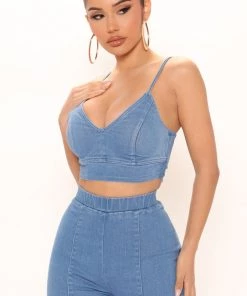 Mysite Kamari Denim Pant Set - Medium Wash