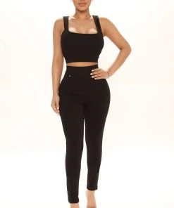 Mysite New Today Kimmy Square Neck Tank - Black