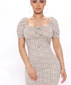 Mysite New Today Tulip Fields Mini Dress - Sage/combo