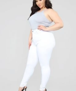 Mysite New Today Classic High Waist Skinny Jeans - White