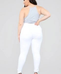 Mysite New Today Classic High Waist Skinny Jeans - White