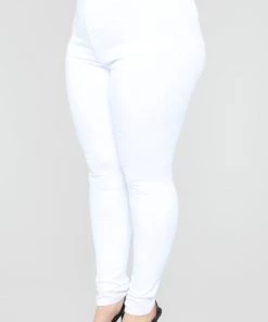 Mysite New Today Classic High Waist Skinny Jeans - White