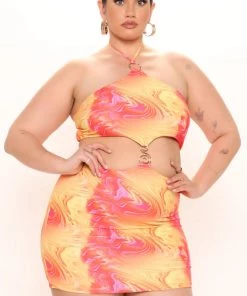 Mysite New Today Ibiza Sun Mini Dress - Yellow/combo