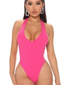 Mysite Rosie Halter Bodysuit - Fuchsia