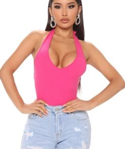 Mysite Rosie Halter Bodysuit - Fuchsia