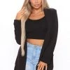 Fashion Nob Office Babe Sasha Open Front Blazer - Black