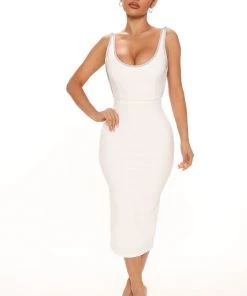 Mysite New Today Shanel Backless Midi Dress - White