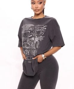 Mysite Enjoy The Ride Biker Short Set - Grey