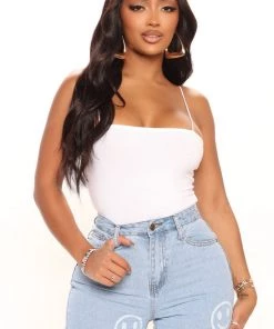 Mysite Teddies & Babydolls Hailee Crop Tank Top - White