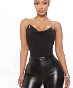 Mysite Aubriella Cowl Neck Top - Black