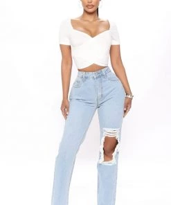 Mysite Violet Crop Top - Off White New Today