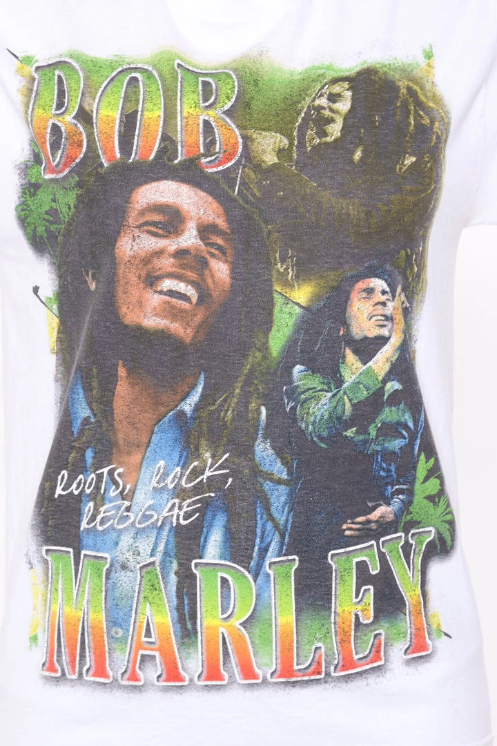 Mysite Best Sellers Bob Marley Roots Rock Reggae Tee - White Wash