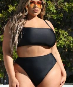 Fashion Nova Maui Mix And Match Bandeau Bikini Top - Black Teddies & Babydolls