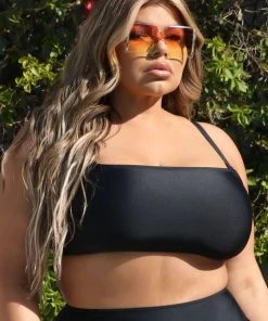 Fashion Nova Maui Mix And Match Bandeau Bikini Top - Black Teddies & Babydolls