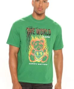 Mysite The World Teddy Short Sleeve Tee - Green