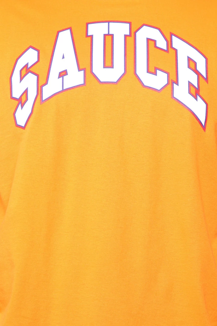 Fashion Nova New Today Sauce Short Sleeve Tee - Orange/White