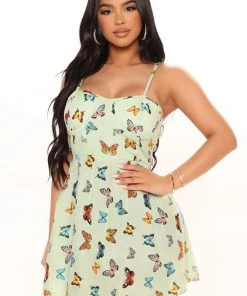Mysite Peyton Mini Dress - Mint/combo