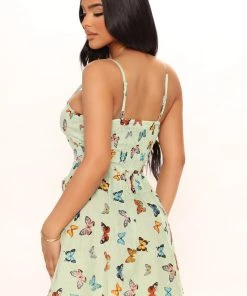 Mysite Peyton Mini Dress - Mint/combo