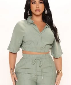 Mysite Make You Miss Me Jogger Set - Olive New Today