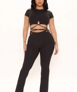 Mysite New Today Take Your Time Pant Set - Black