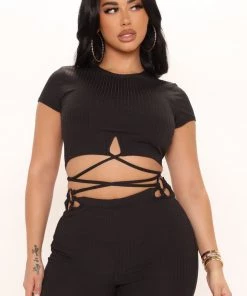 Mysite New Today Take Your Time Pant Set - Black