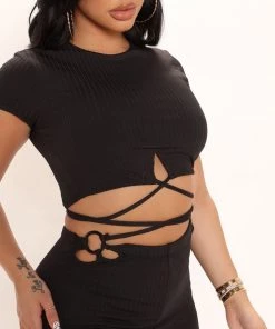 Mysite New Today Take Your Time Pant Set - Black