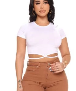 Mysite Maddie Tie Waist Top - White