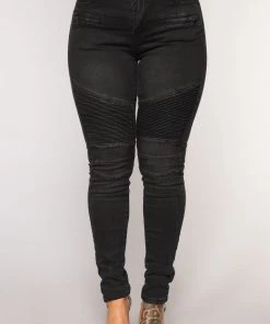 Fashion Nova Fast Engines Moto Skinny Jeans - Black