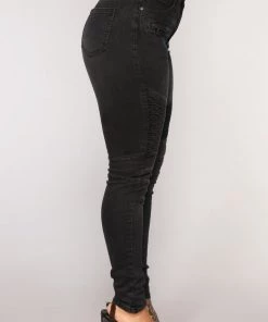 Fashion Nova Fast Engines Moto Skinny Jeans - Black