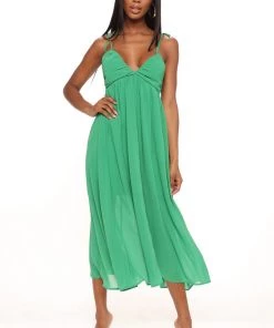Mysite Bright Energy Midi Dress - Green DRESSES